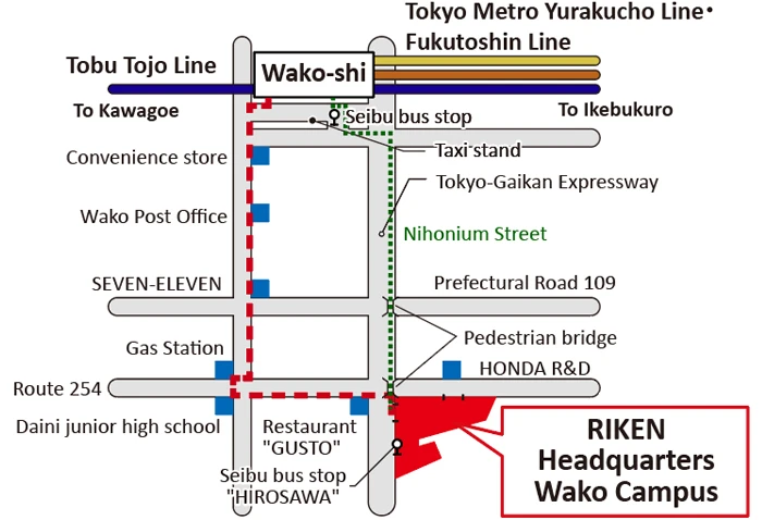 Wako Station to RIKEN Map